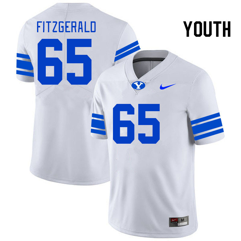 Youth #65 Ian Fitzgerald BYU Cougars College Football Jerseys Stitched-White